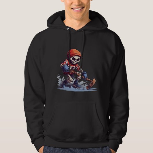 Skelett auf Eishockey-Skaten Hoodie (Vorderseite)