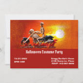 Skelett auf MotorradHalloween Einladung (Vorderseite)