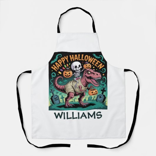 Skelett auf Mummy T-Rex - Spooky Dino Rider Schürze (Vorderseite)