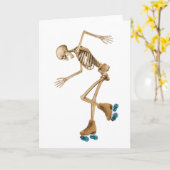 Skelett auf Rollen-Skaten Karte (Gelbe Blume)