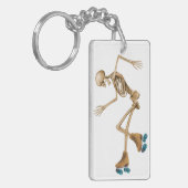 Skelett auf Rollrollen-Skaten Schlüsselanhänger (Vorderseite links)