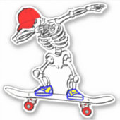 Skelett auf Skateboard 4" Kiss Cut Vinyl Sticker (Vorderseite)