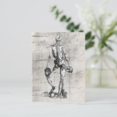 Skelett auf Skull Stehend Postkarte (Stehend Vorderseite)