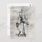 Skelett auf Skull Stehend Postkarte (Vorne/Hinten)