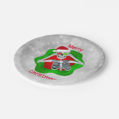 Skelett Augen Ornamente Weihnachtsmannmütze Weiße  Pappteller (Schrägansicht)