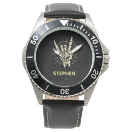 Skelett aus Schwermetall, Rock und Rolle Halloween Armbanduhr