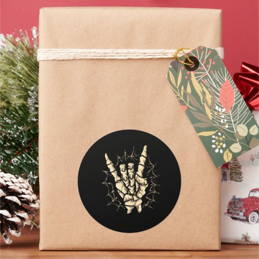 Skelett aus Schwermetall, Rock und Rolle Halloween Runder Aufkleber (Feiertag)