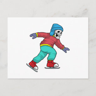Skelett bei Ice Skaten mit Ice-Skaten Postkarte