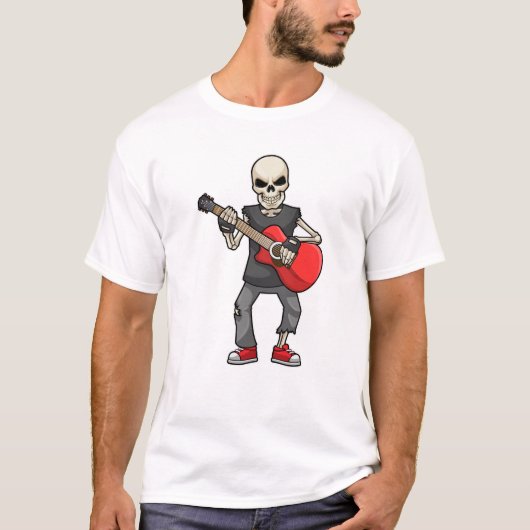Skelett bei Musik mit Gitarre T-Shirt (Vorderseite)