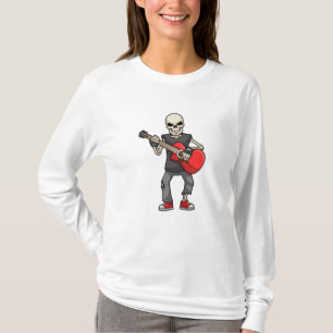 Skelett bei Musik mit Gitarre T-Shirt