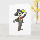 Skelett bei Musik mit Maracas Karte (Gelbe Blume)