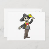 Skelett bei Musik mit Maracas Postkarte (Vorne/Hinten)