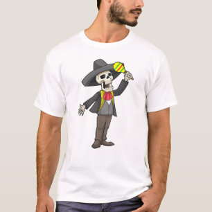 Skelett bei Musik mit Maracas T-Shirt
