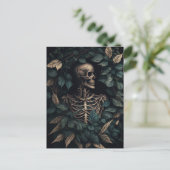 Skelett bei Pflanze Postkarte (Stehend Vorderseite)