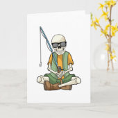 Skelett beim Angeln mit Angelrute Karte (Gelbe Blume)