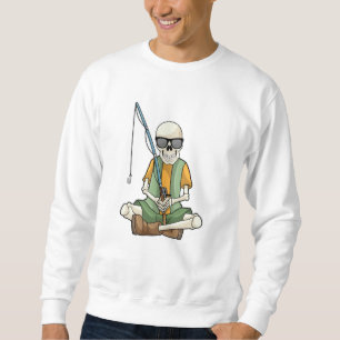 Skelett beim Angeln mit Angelrute Sweatshirt