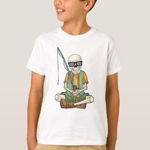 Skelett beim Angeln mit Angelrute T-Shirt