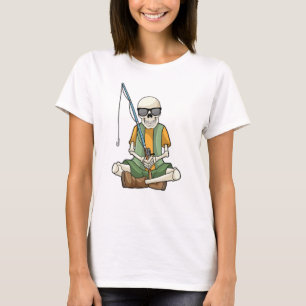 Skelett beim Angeln mit Angelrute T-Shirt