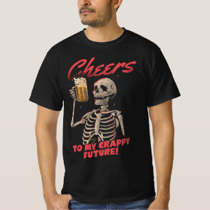 Skelett beim Biertrinken, Totenkopf, neues Hallowe T-Shirt