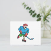 Skelett beim Eishockey mit Eishockeyschläger Postkarte (Stehend Vorderseite)