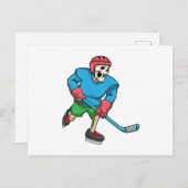 Skelett beim Eishockey mit Eishockeyschläger Postkarte (Vorne/Hinten)