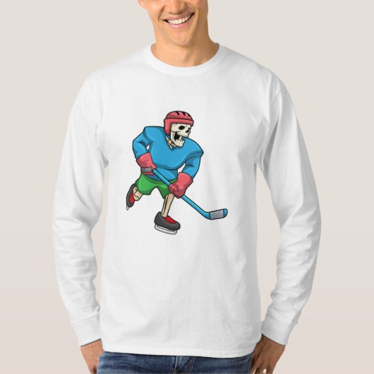 Skelett beim Eishockey mit Eishockeyschläger T-Shirt (Vorderseite)