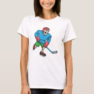 Skelett beim Eishockey mit Eishockeyschläger T-Shirt