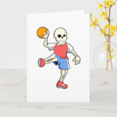 Skelett beim Handballspieler mit Handball Karte (Gelbe Blume)