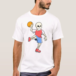 Skelett beim Handballspieler mit Handball T-Shirt