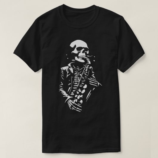 Skelett beim Saxophon T-Shirt (Design vorne)