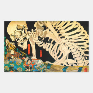 Skelett, beschworen von der Hexe Kuniyoshi Fine Ar Rechteckiger Aufkleber