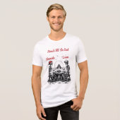 Skelett Beste Freunde Prost Tri-Blend Shirt (Vorderseite voll)