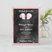 Skelett bis zum Tod machen uns Teil schwarz pink Einladung (Stehend Vorderseite)