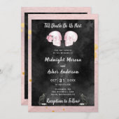 Skelett bis zum Tod machen uns Teil schwarz pink Einladung (Vorne/Hinten)
