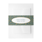 Skelett Blätter Aztec Gold & Police Blue Einladungsbanderole (Vorderseite Beispiel)