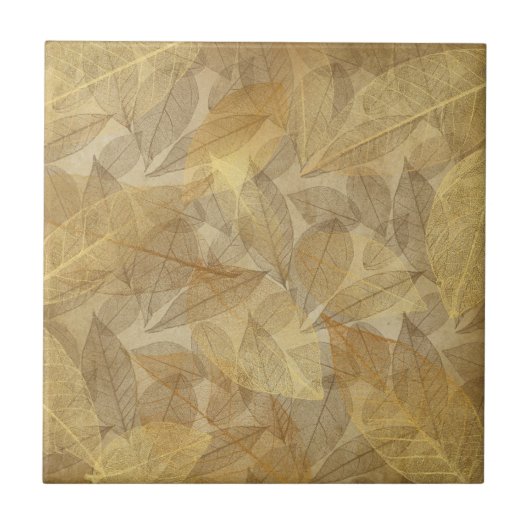 Skelett Blätter Gold & Kupfer-Fliesen Fliese (Vorderseite)