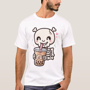 Skelett-Boba-Tee-Süße-Halloween-Getränk-Kunst T-Shirt