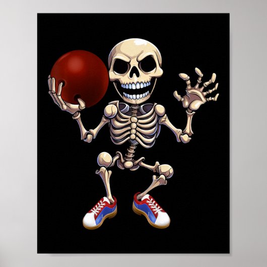 Skelett Bowling Funny Halloween Skull Kid Poster (Vorne)