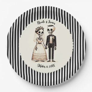 Skelett Braut Bräutigam Whimsical Hochzeit Pappteller