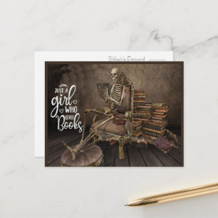 Skelett-Bücherwurm-Mädchen  Postkarte