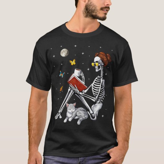 Skelett-Buchliebhaber T-Shirt (Vorderseite)