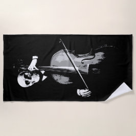 Skelett-Cellist-Dunkle-Minimal-Illustration Strandtuch