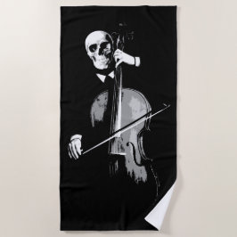 Skelett-Cellist-Dunkle-Minimal-Illustration Strandtuch