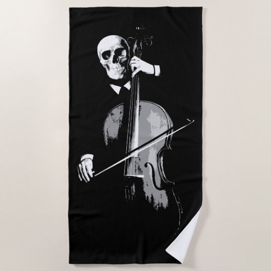 Skelett-Cellist-Dunkle-Minimal-Illustration Strandtuch (Vorderseite)