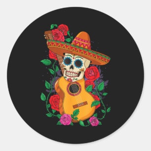 Skelett Cinco de Mayo Hut Runder Aufkleber