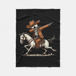 Skelett-Cowboy-Halloween-Kostüm für Kinder Jungen Fleecedecke