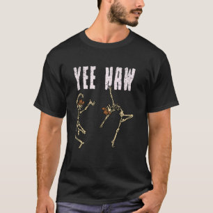 Skelett-Cowboy-Tanz Halloween Lustige Knochen Schä T-Shirt