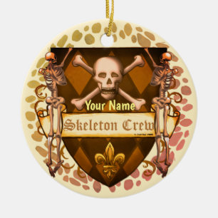 Skelett-Crew-Schild  Keramik Ornament