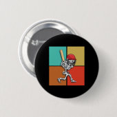 Skelett Cricket Halloween Cricketspieler Button (Vorne & Hinten)
