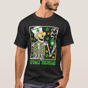 Skelett-Cvicu-Krankenschwester-Kaffee-Kleeblatt-St T-Shirt